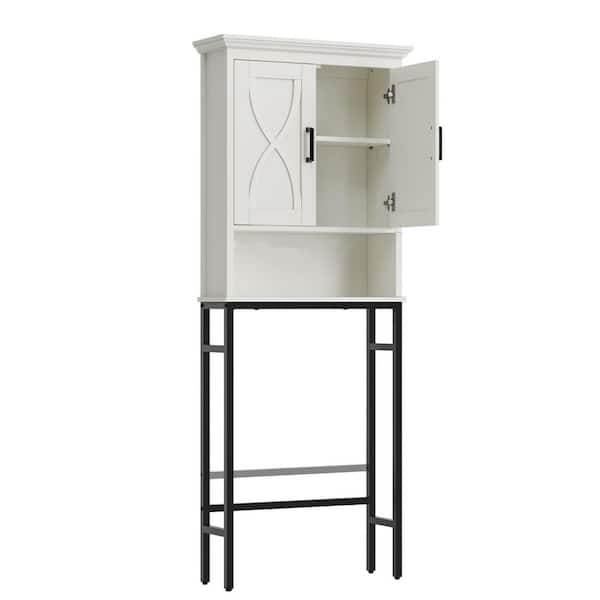 26.8 in. W x 68.9 in. H x 8.86 in. D Metal Rectangular Bathroom Organizer Above Toilet Storage Shelf in White