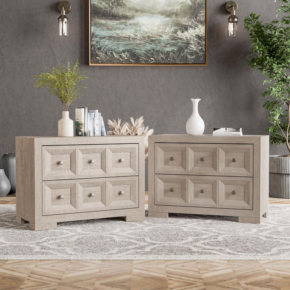 naonaore　アンファン　アメリカーナボックス Furniture of America Flonnin Modern Classic Tawny Brown 2-Drawer