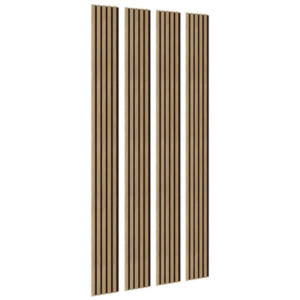 0.79 in. x 8 in. x 96 in. Ashen Oak Wood Slat Acoustic Panels, MDF Decorative Wall Paneling (4-Piece)