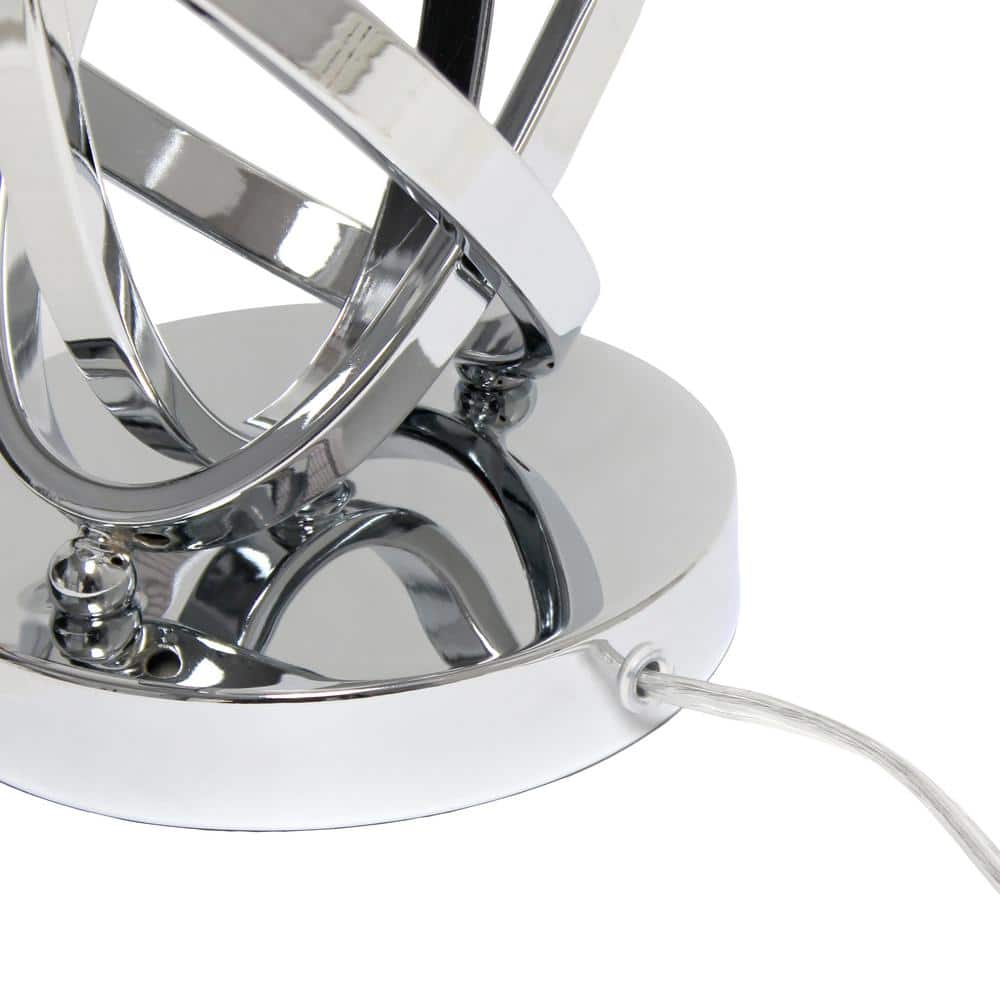 Modern Chrome Sculptured Metal Table Lamp with Black Shade