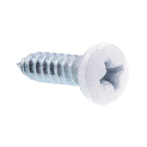 #10 x 3/4 in. Zinc Plated Steel With White Head Phillips Drive Pan Head Self-Tapping Sheet Metal Screws (25-Pack)