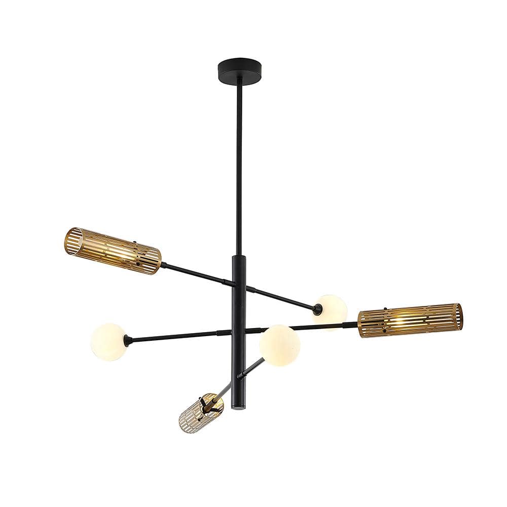 Yenneche 6-Light Black and Gold No Decorative Accents Sputnik Linear Chande