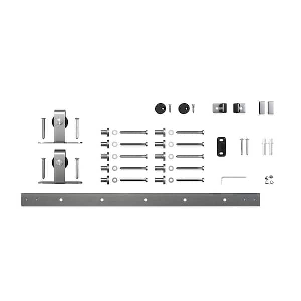 American Pro Decor 6 ft. Stainless Steel Mini Sliding Rolling Barn Door Hardware Kit for Single Furniture Wood Doors