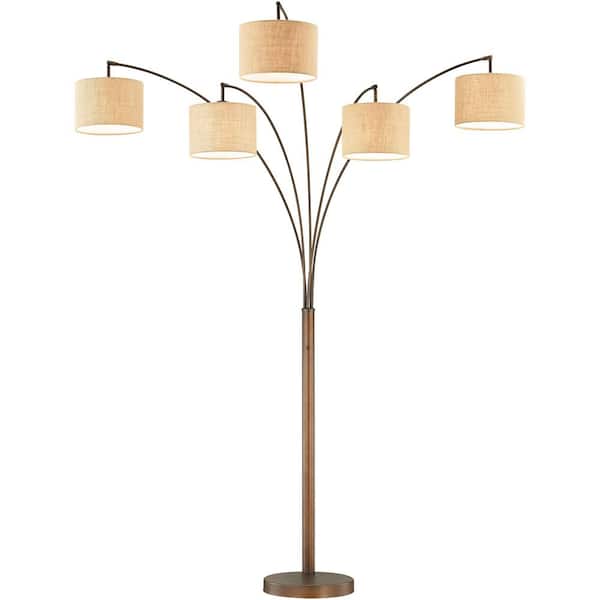 ARTIVA Lucianna 83 in. Antique Bronze 5-Arc LED Floor Lamp with Dimmer