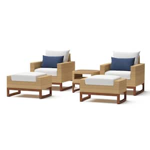 Mili 5-Piece Wicker Patio Club Chair and Ottoman Set with Sunbrella Bliss Ink Cushions