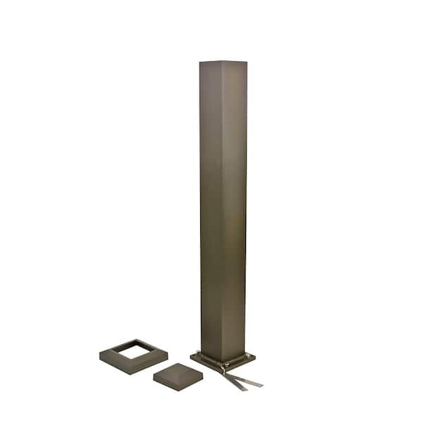 Westbury Aluminum Railing 4 in. x 37 in. Aluminum C10 - C80 Post Kit (125 in.) Level 36 in. H Rail - Bronze Fine Texture with Post Flat Cap Flair