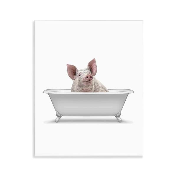 Stupell Industries Traditional Pig in Bath by Annalisa Latella Unframed Animal Graphic Art Print 14 in. x 11 in.