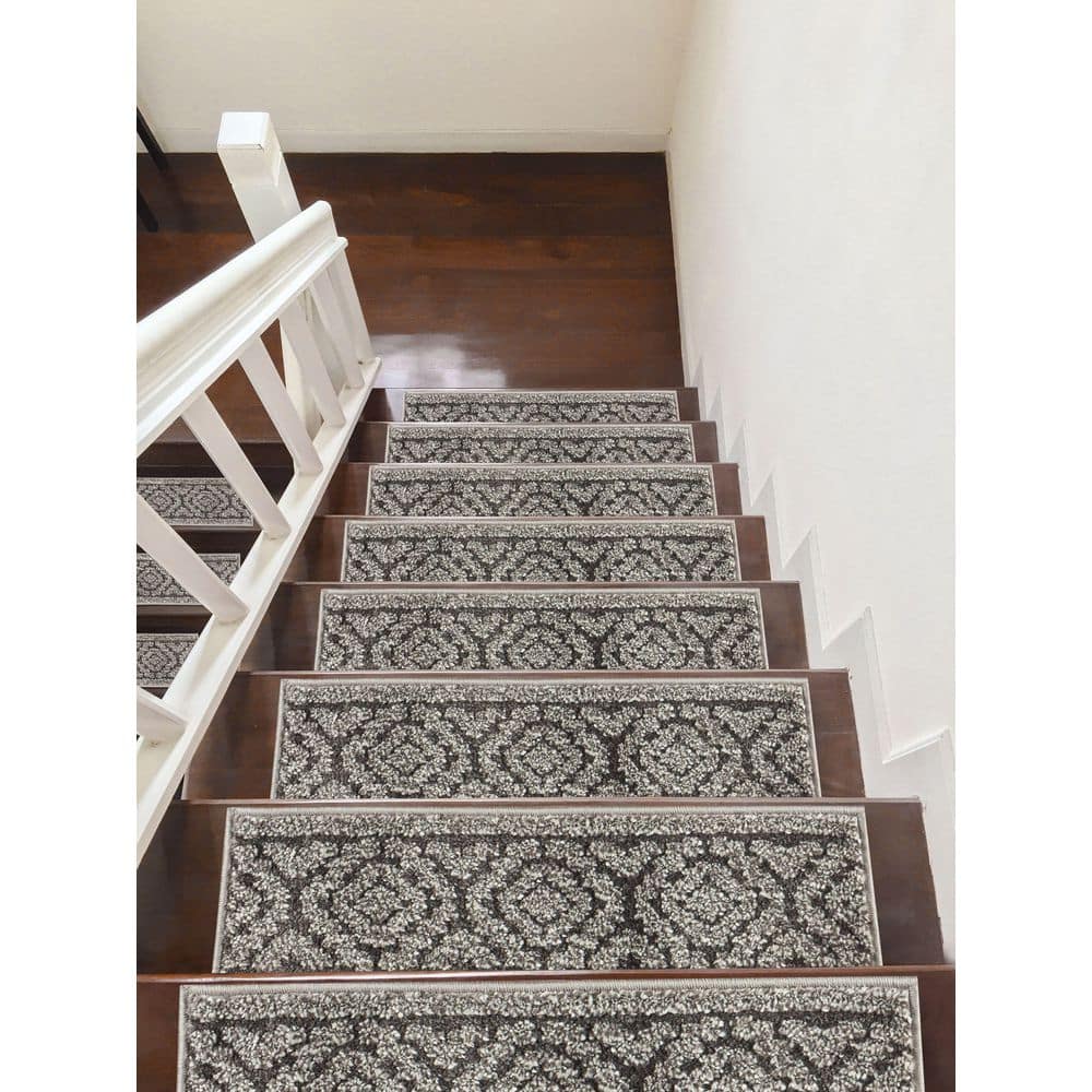 Stair Treads Set Indoor Wood Floors Non-Skid/Slip Carpet Rugs Pads Dark  Brown