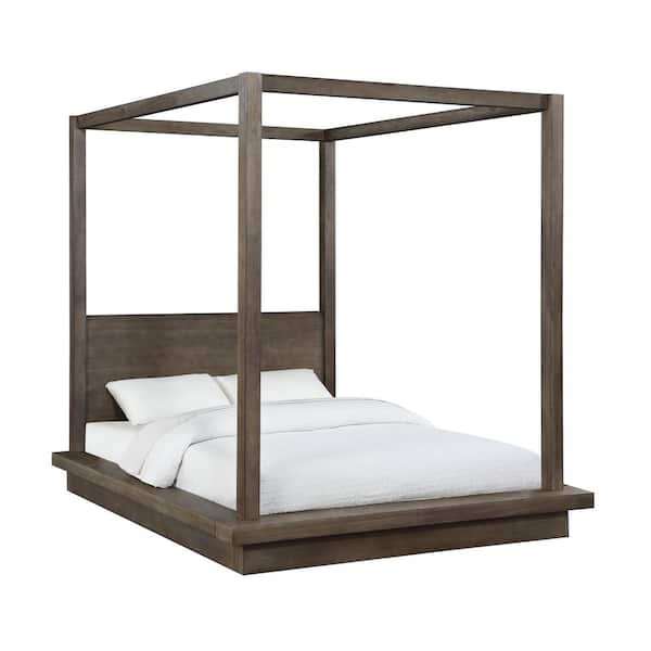 Modus Furniture Melbourne Light Wood, Solid Wood King Canopy Bed