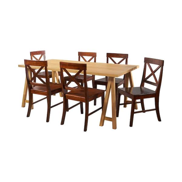 Noble House Sabine Natural Oak Dining Set (7-Piece)