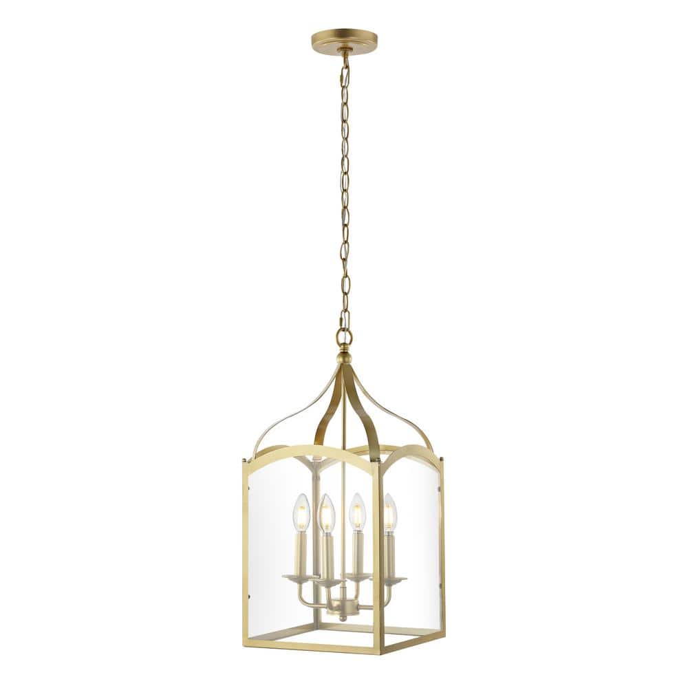 Ruth 11" Antique Gold Metal & Clear Glass LED Pendant Light