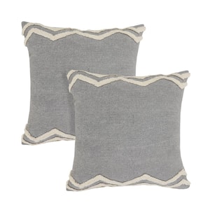 Rory Gray Chevron Bordered 20 in. x 20 in. Throw Pillow Set of 2