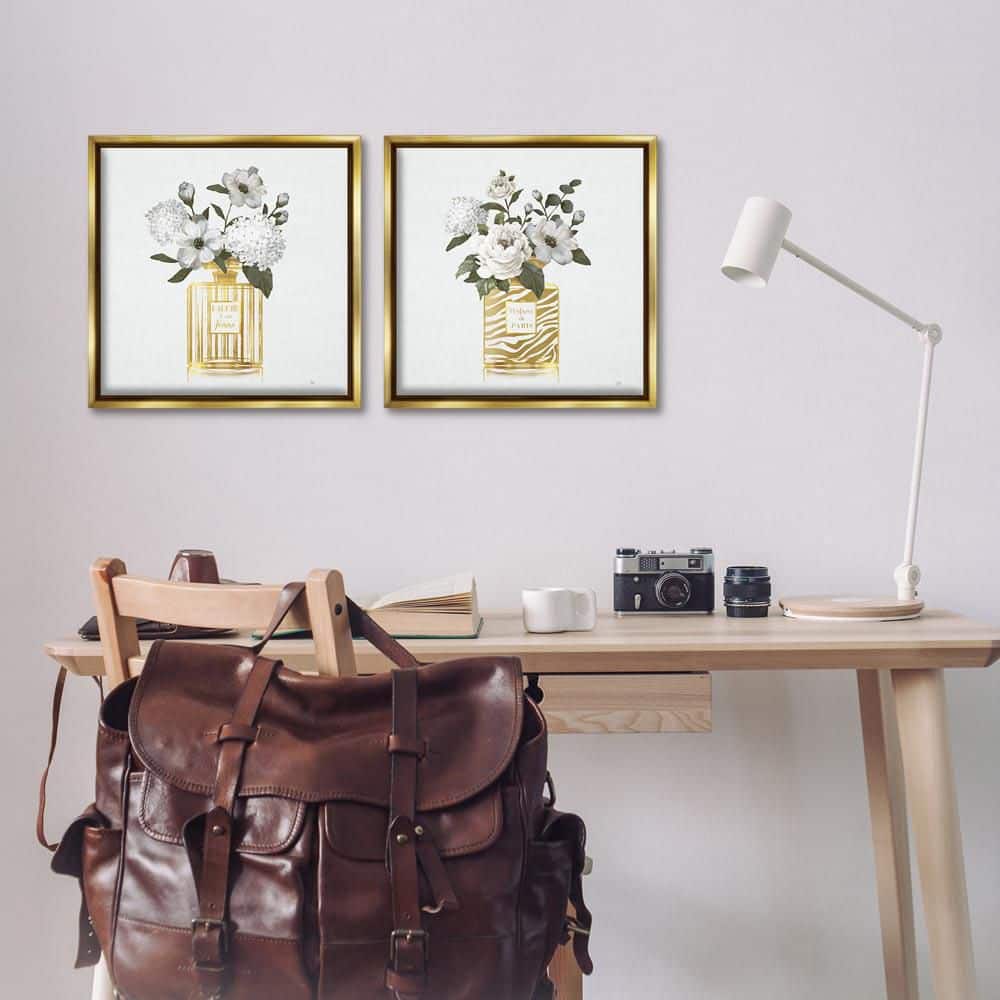 Glam Detailed Perfume Bouquets by Nan 2-Piece Gold Floater Frame Nature Graphic Art Print 18 in. x 18 in. price history on PriceWatchPro