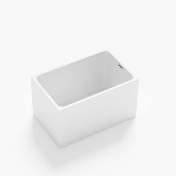 43.3 in. x 27.6 in. Soaking Bathtub with Drain in Gloss White