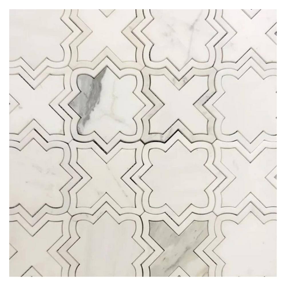 Elysian 10 in. x 10 in. Honed Warm White Marble Mosaic Star and Cross Wall and Floor Tile Sample price history on PriceWatchPro