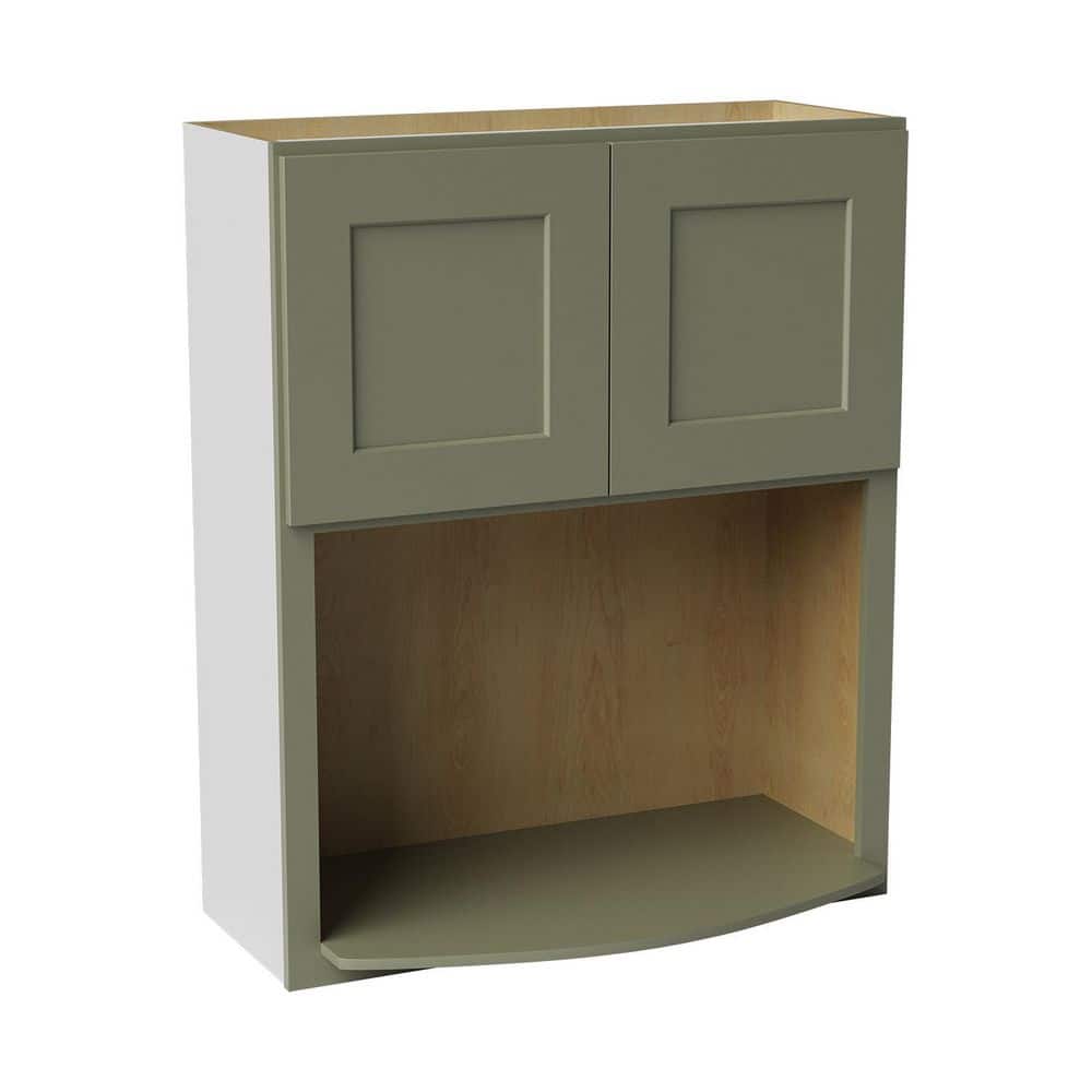 30 in. W x 17 in. D x 36 in. H Ready to Assemble Solid Wood Shaker Microwave Wall Kitchen Cabinet in Sage Green price history on PriceWatchPro