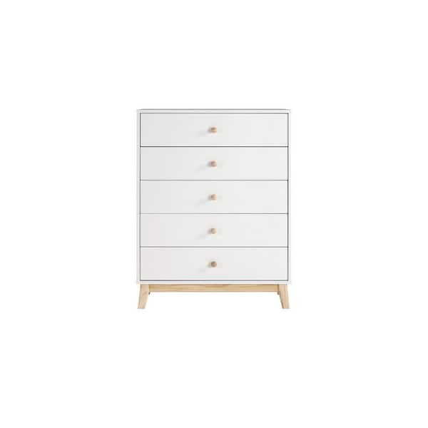 Alaterre Furniture MOD 5-Drawer White Chest 46 in. H x 35 in. W x 17.5 in. D