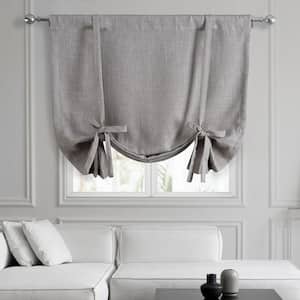 Clay Beige Faux Linen Room Darkening 46 in. W x 63 in. L Rod Pocket Tie-Up Window Shade (1 Panel)