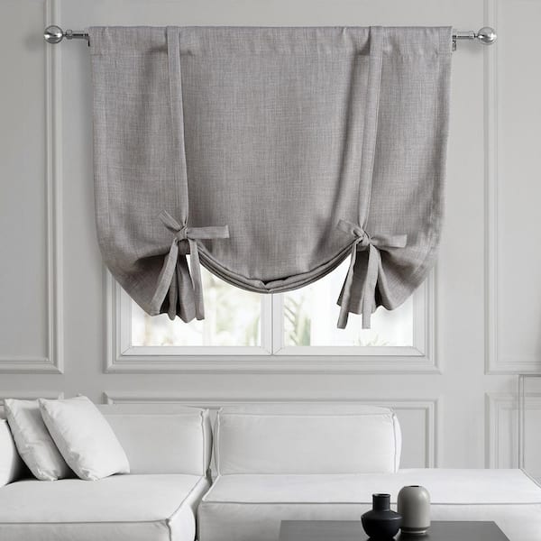 Exclusive Fabrics & Furnishings Clay Beige Faux Linen Room Darkening 46 in. W x 63 in. L Rod Pocket Tie-Up Window Shade (1 Panel)