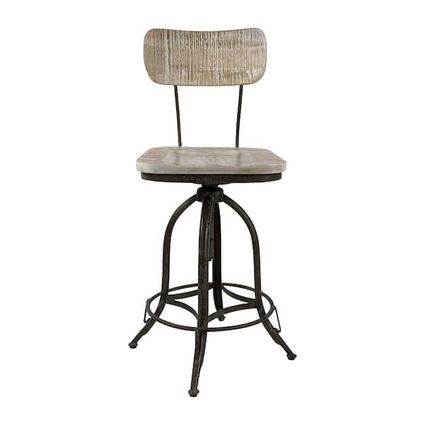 Unbranded Mason 27 in. Natural Driftwood Low Back Metal Counter Stool