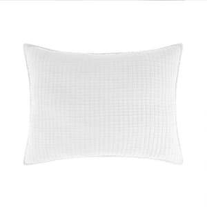 Caden Bright White Cotton Gauze 26 in. x 20 in. Standard Sham