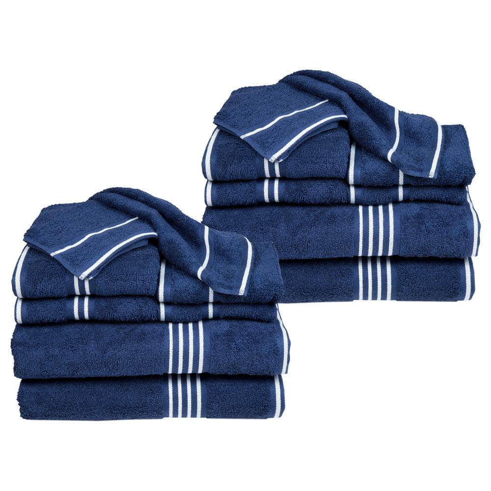 Lavish Home 16Piece Navy Cotton Towel Set 670022N2 The Home Depot