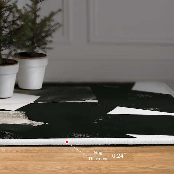 Black 8 ft. x 10 ft. Nordic II Washable Abstract Art Area Rug