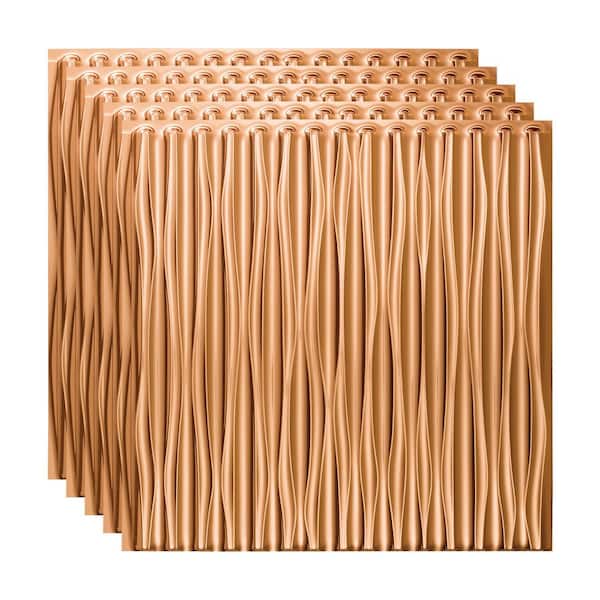 Fasade Dunes Vertical 2 ft. x 2 ft. Glue Up Vinyl Ceiling Tile in Polished Copper (20 sq. ft.)