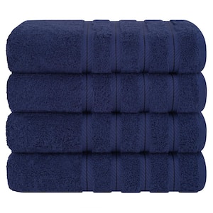 Bath Towel Set, 4-Piece 100% Turkish Cotton Bath Towels, 27 x 54 in. Super Soft Towels for Bathroom, Navy Blue