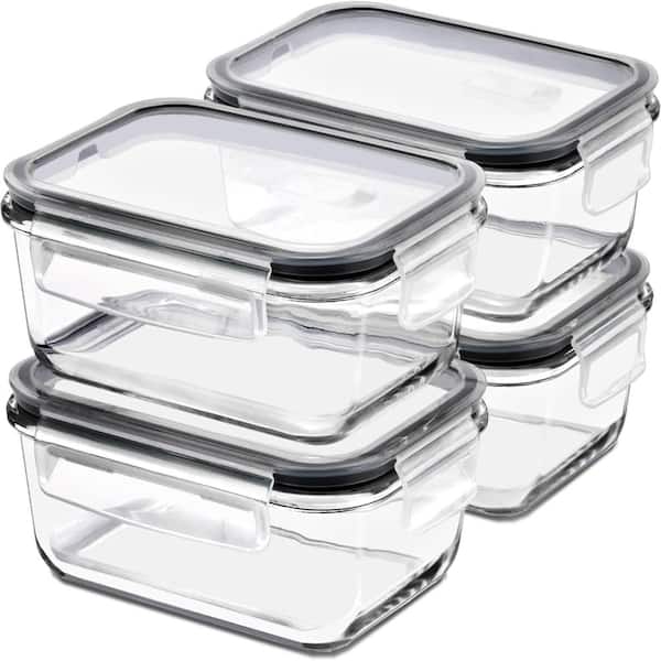 Sorbus 4 Pack 35Oz Glass Food Storage Containers with Airtight Locking Lids and Steam and Air Vent