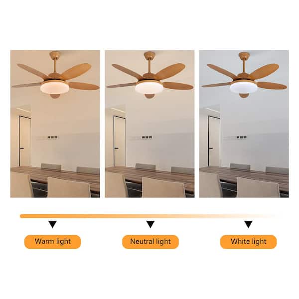 OUKANING 48 in. Indoor Brown Modern Ceiling Fan with Adjustable 