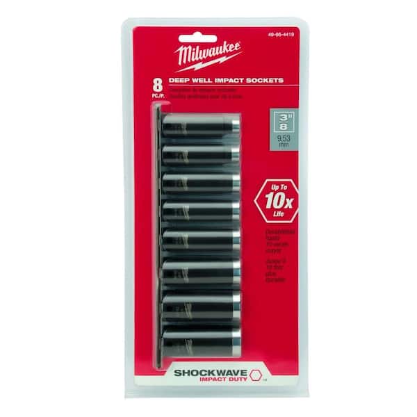 Milwaukee 49-66-4419 3/8-Inch Drive Shockwave Deep Well Socket Set - 8pc