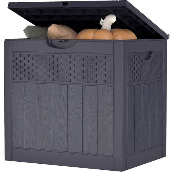 33 Gal. Black Resin Deck Box with Lockable Lid Z0DB7H6ZLW