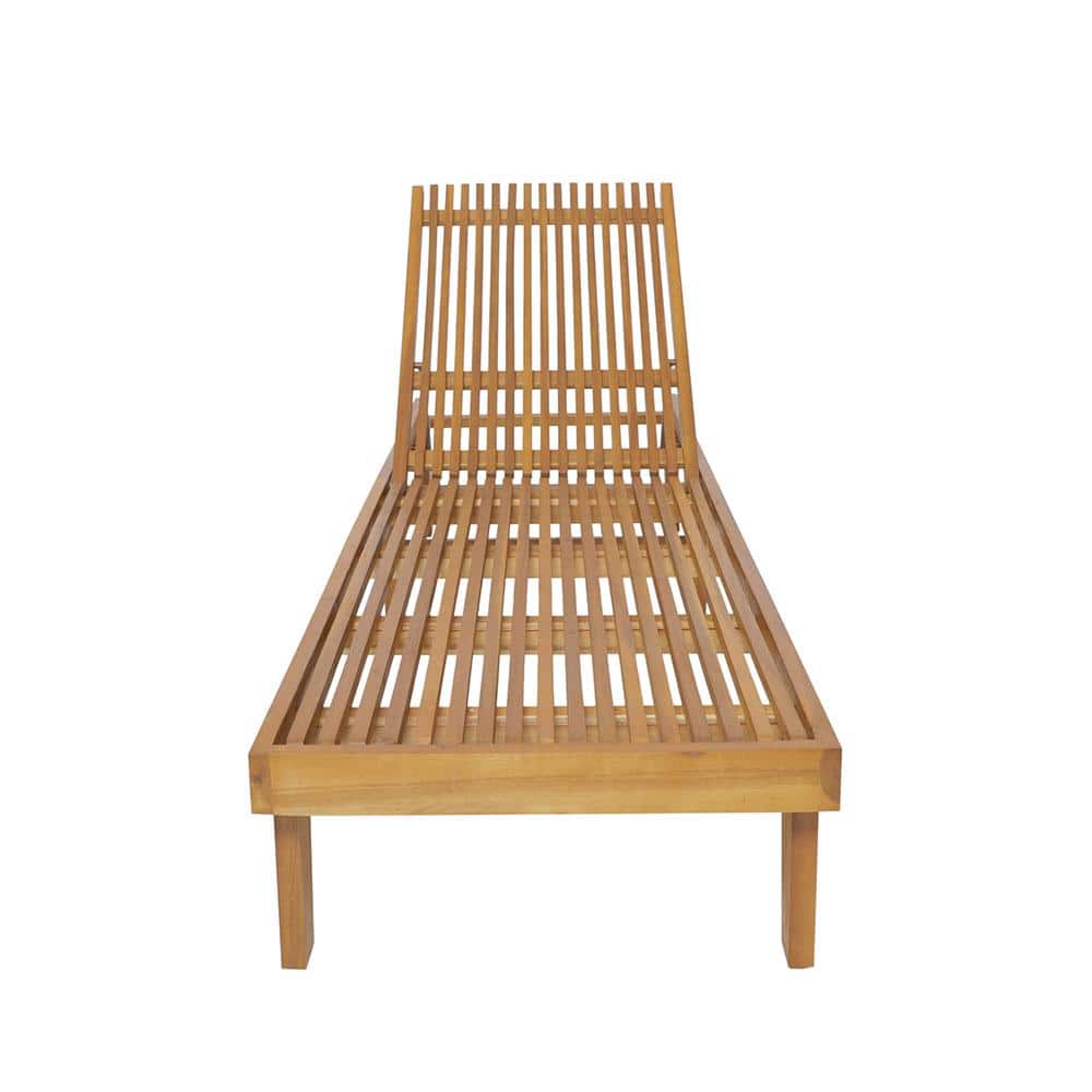 Teak Acacia Wood Adjustable Outdoor Chaise Lounge