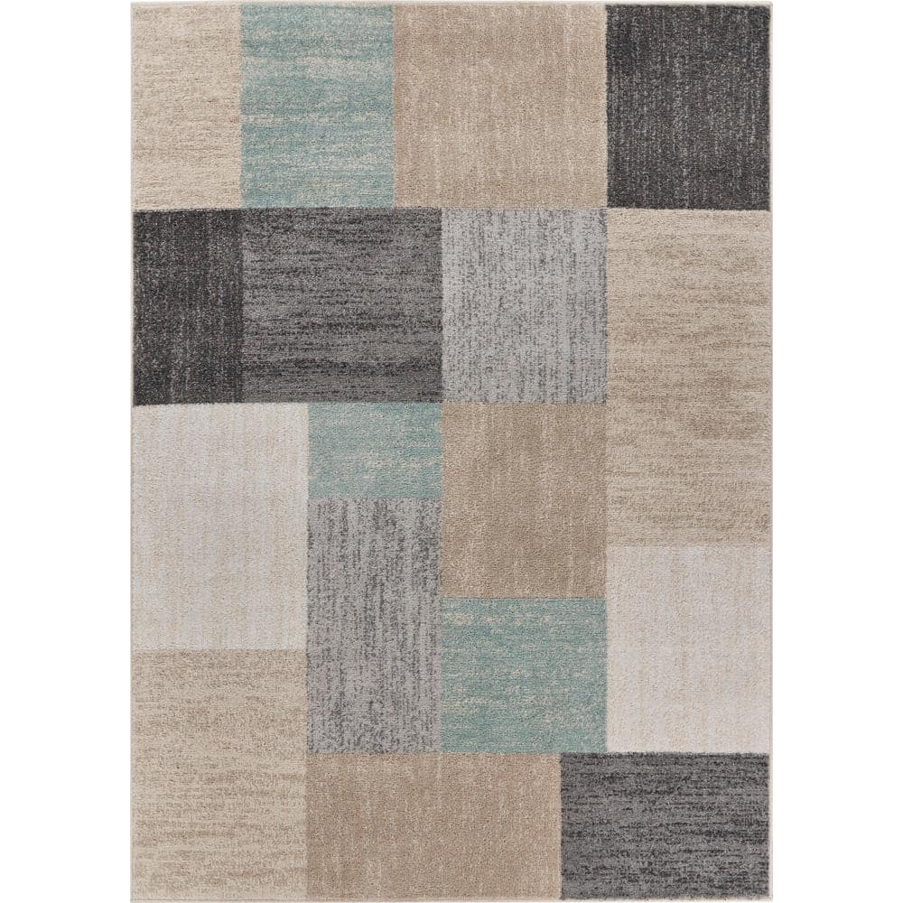 Dante Modern Pastel Multi-Color 7 ft. 9 in. x 9 ft. 5 in. Color Blocks Poly