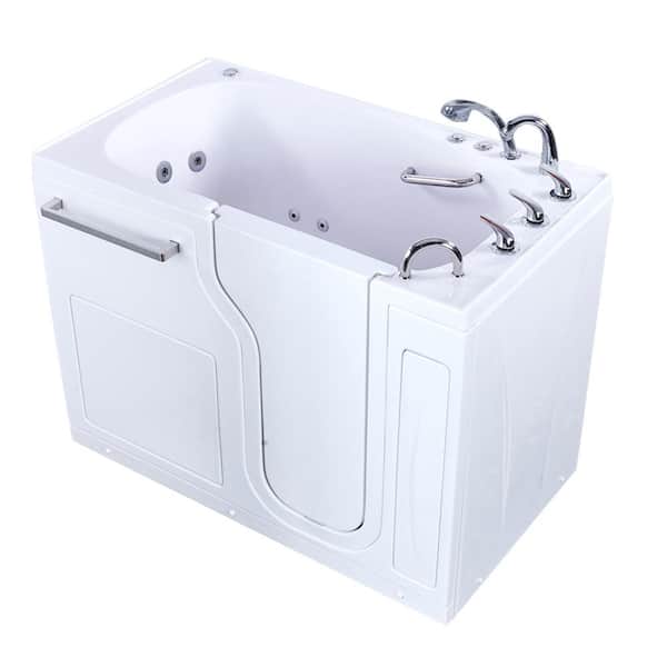 Amluxx Aqua 52 in. Acrylic Walk-In Whirlpool and Air Bath Bathtub in White with Right Door, Fast Fill 3/4 in. Faucet, RHS Drain