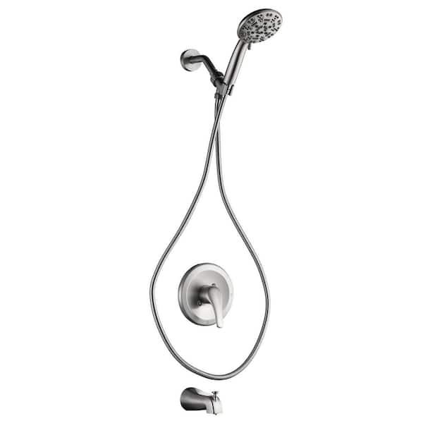 WOWOW Single Handle 7-Spray Patterns Shower Faucet 1.8 GPM with Handheld Showerhead Corrosion Resistant in. Brushed Nickel