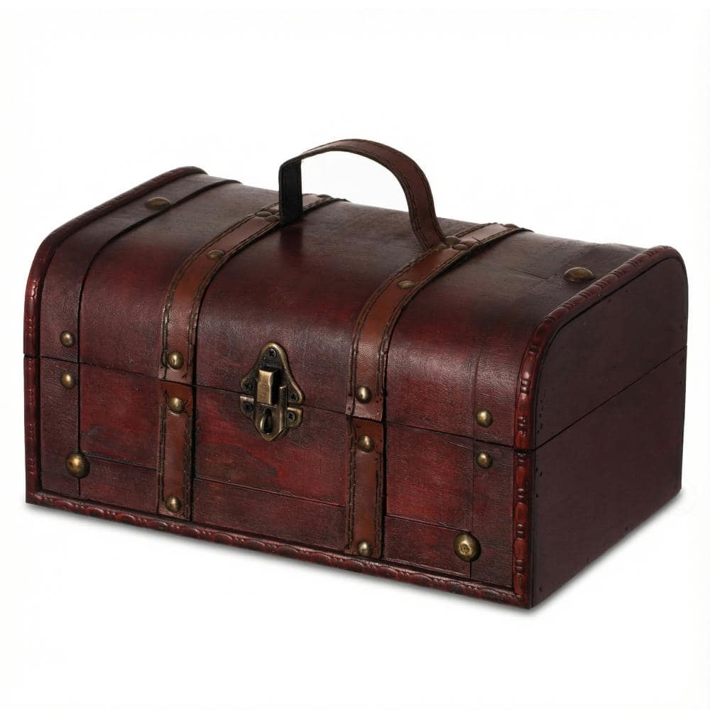 Vintiquewise Brown Small Decorative Vintage Storage Box Wooden