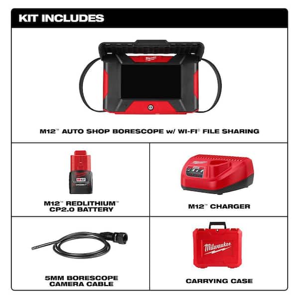 M12 12V Lithium-Ion Cordless Auto Shop Borescope w/ Wifi File Sharing