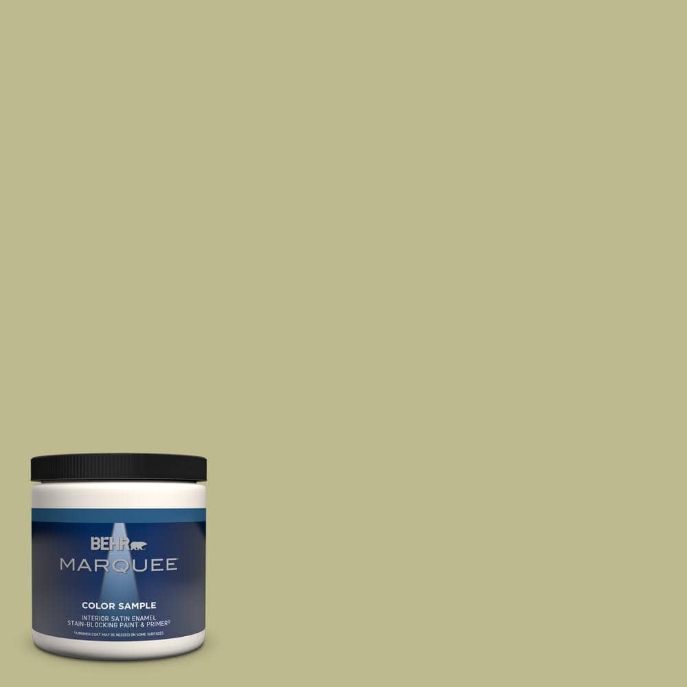 Behr Marquee 8 Oz S340 4 Back To Nature One Coat Hide Satin Enamel Interior Exterior Paint Primer Sample Mq The Home Depot