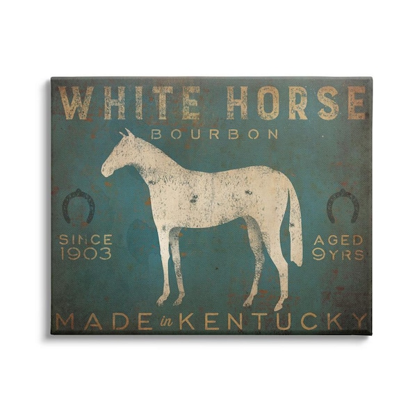 The Stupell Home Decor Collection White Horse Bourbon Vintage Sign Design By Ryan Fowler Unframed Typography Art Print 40 in. x 30 in.