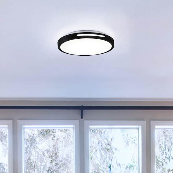 13 in. Matte Black Dimmable 24-Watt Selectable 3CCT LED Flush Mount Ceiling Light Fixture for Kitchen Bedroom (2-Pack)