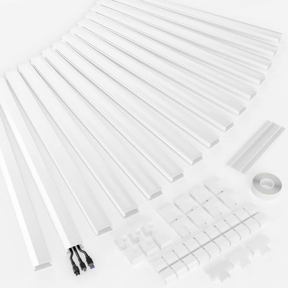 Paintable Raceway BeamBox 236 in. White Paintable Cord Hider Raceway Kit with Adhesive ...