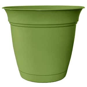 Belle 12 in. Dia. Peridot Green Plastic Decorative Pot with Attached Saucer