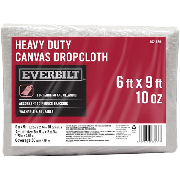 Canvas Drop Cloth 6x9 ft Pack of 2 - Odourless Painters Drop Cloth for  Painting Cotton Canvas Tarps for Floor & Furniture Protection - All Purpose  Canvas Fabric Painting Drop Cloths by