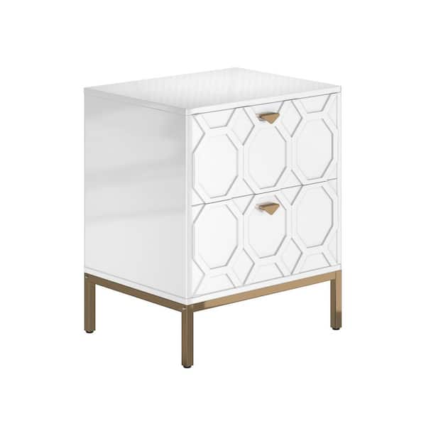 Boyel Living 24.4 in. H White Freestanding Storage Cabinet with 2 Drawers
