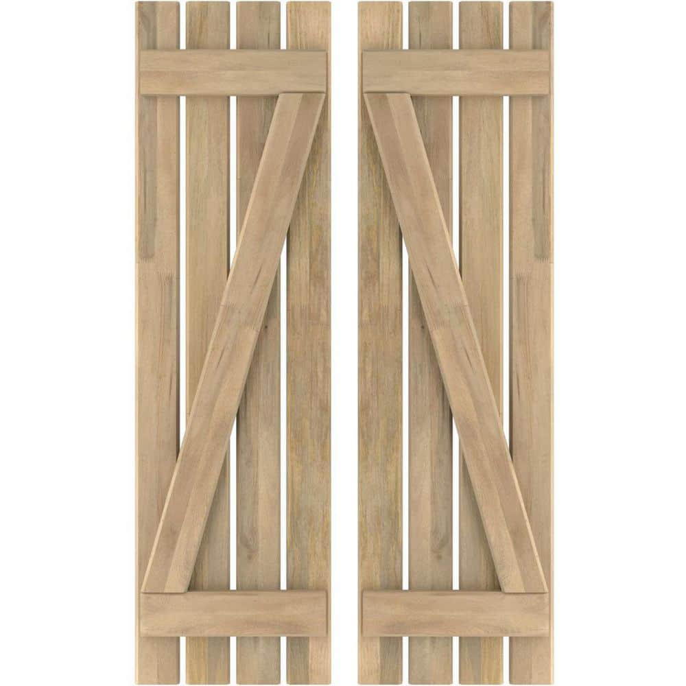 15-1/2 in. W x 47 in. H Americraft 4-Board Exterior Real Wood Spaced Board and Batten Shutters with Z-Bar in Unfinished price history on PriceWatchPro