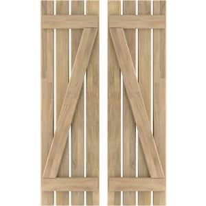 15-1/2 in. W x 55 in. H Americraft 4 Board Exterior Real Wood Spaced Board and Batten Shutters with Z-Bar Unfinished