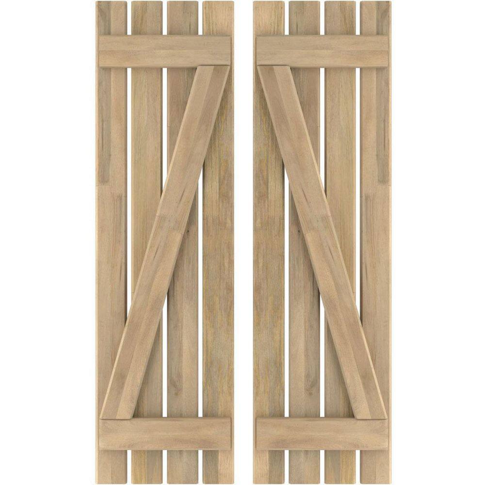 15-1/2 in. W x 67 in. H Americraft 4 Board Exterior Real Wood Spaced Board and Batten Shutters w/Z-Bar Unfinished price history on PriceWatchPro