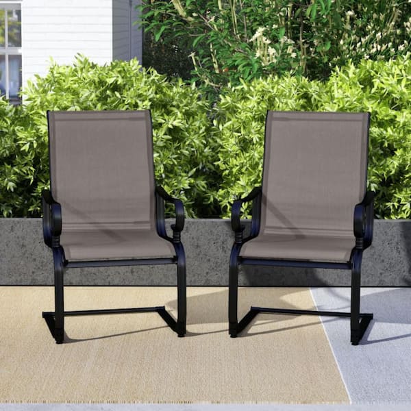 Clihome 2-Piece Outdoor Rocking Chair Set High Back Patio Dining Chairs with Weather-Resistant Fabric and Steel Frame